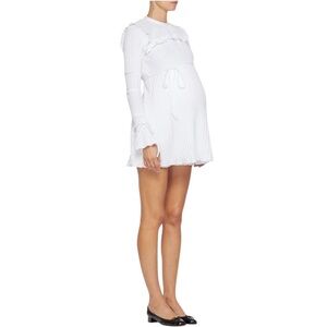 Bianca Balti The Wonderland Dress Ruffled White Cotton A-Line Maternity  Mini, 8